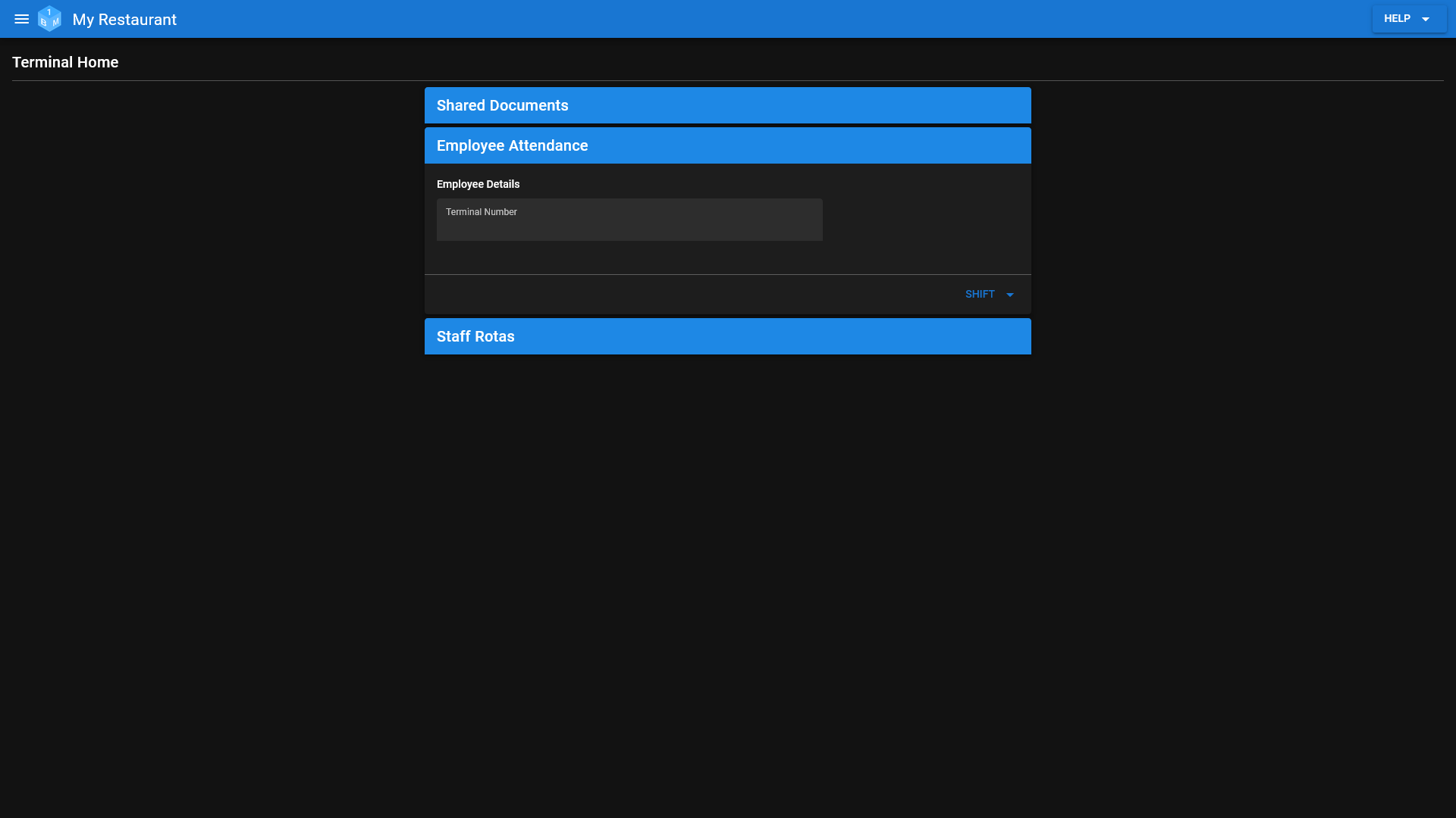 The OneBoxBM Terminal screen